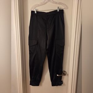 Zara Women's Black Satin Ankle Pants Sz 28